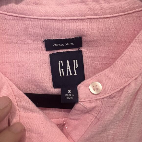Gap Shirt Womens Small Pink Long Sleeve Gauze Button Front Cotton Blouse Boho - Picture 2 of 6